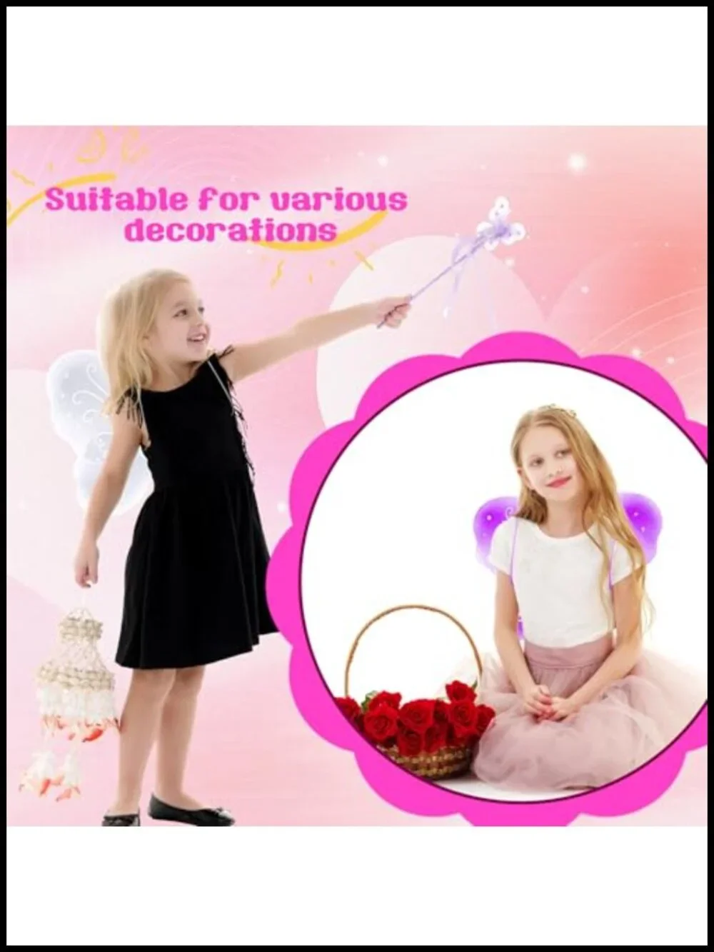 26 Pack Fairy Wings Bulk Butterfly Costume Wings for Kids Cosplay Party Dress Up
